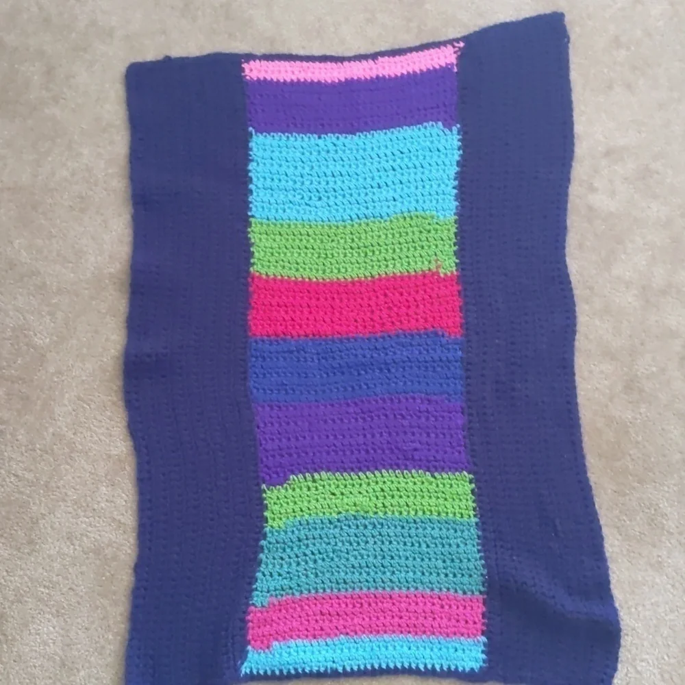 Handmade crochet lap blanket/throw. Multi color.
